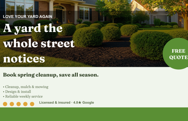 Landscaping postcard template — a spring cleanup offer